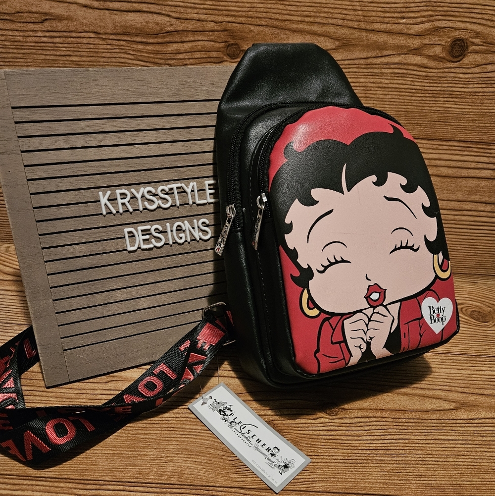 Betty Boop Black and Red Sling Bag Purse Backpack